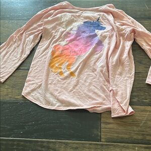Girls' Pink Unicorn Gradient Long Sleeve Top
